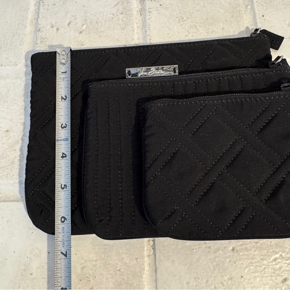 Set of THREE Vera Bradley Quilted Pouches / Cosmetic Cases in Black - Picture 10 of 14